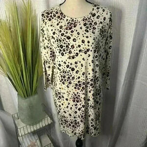 Chicos Women’s 0 US Small Long Sleeve Tunic Cheetah Animal Print Blouse Top